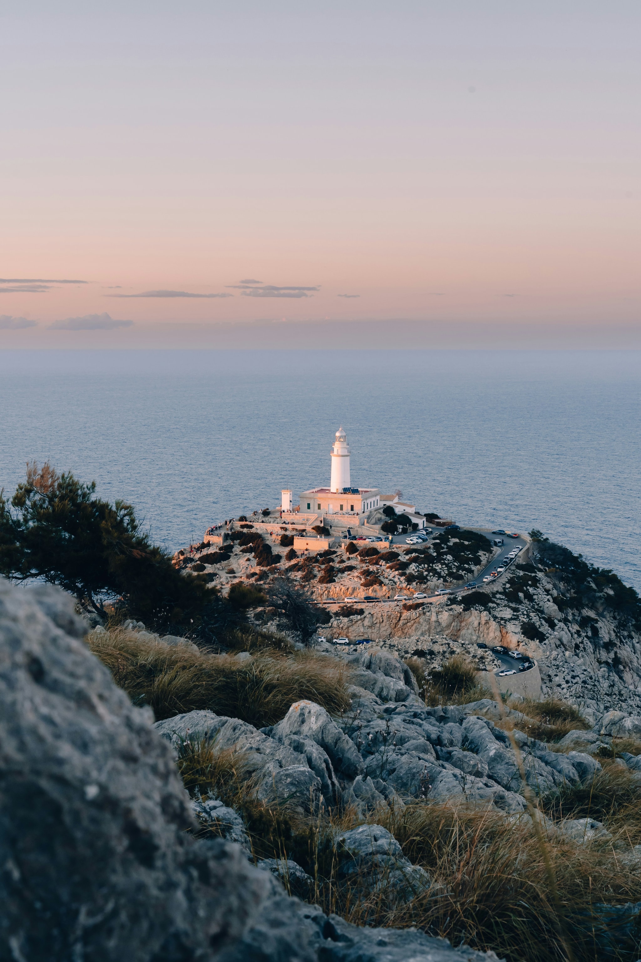 Cap de Formentor lighthouse at dusk, the end of one of the best cycling routes in Mallorca